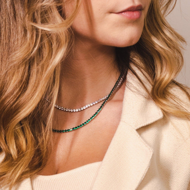 Colar Riviera Zircônia Verde Esmeralda