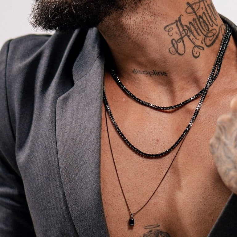 Colar Riviera Zircônia Ônix - Ródio Negro