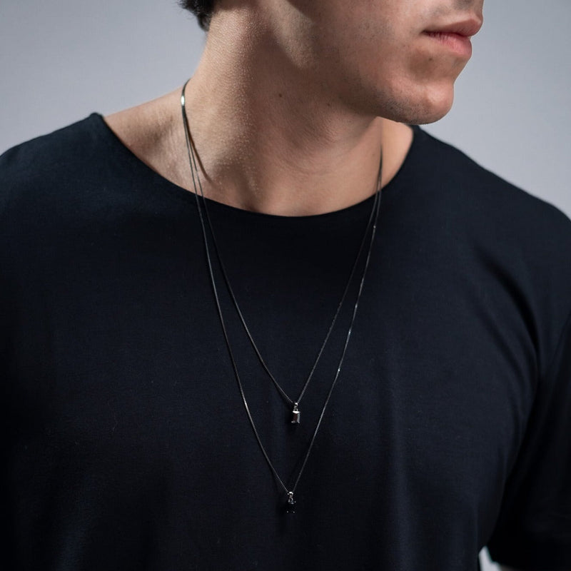 Colar Veneziana Ônix - Ródio Negro