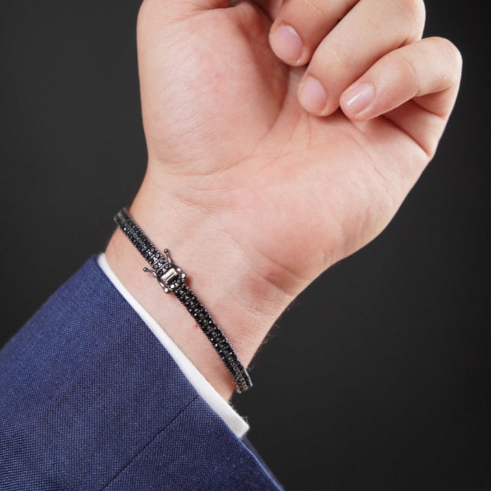 Riviera Dupla Zircônia Ônix - Ródio Negro